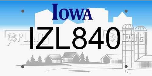 IZL840 Iowa License Plate