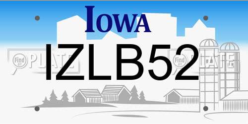 IZLB52 Iowa License Plate
