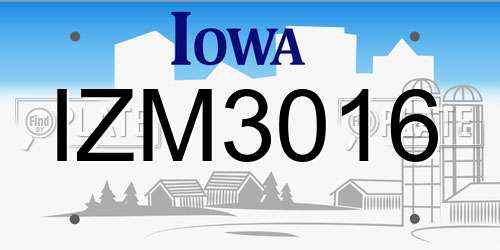 IZM3016 Iowa License Plate