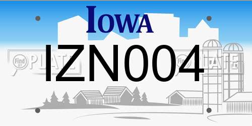 IZN004 Iowa License Plate