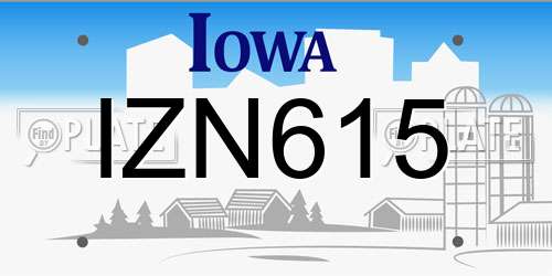 IZN615 Iowa License Plate