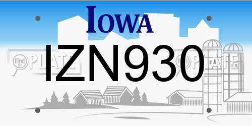IZN930 Iowa License Plate