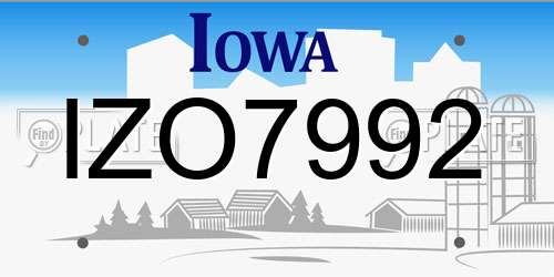 IZO7992 Iowa License Plate