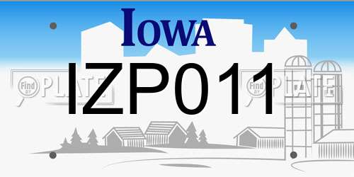 IZP011 Iowa License Plate