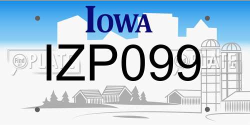 IZP099 Iowa License Plate