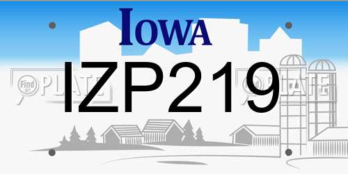 IZP219 Iowa License Plate
