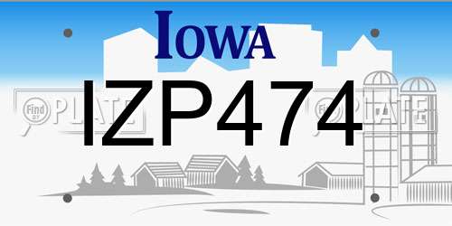 IZP474 Iowa License Plate