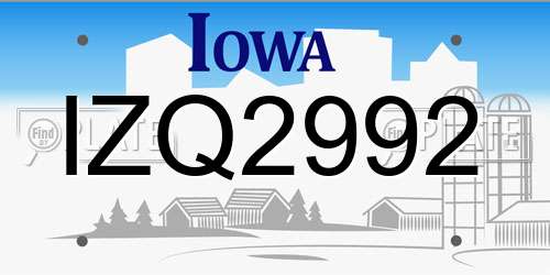 IZQ2992 Iowa License Plate