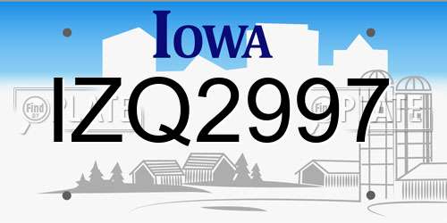 IZQ2997 Iowa License Plate