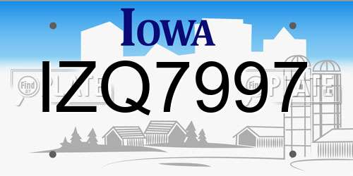 IZQ7997 Iowa License Plate