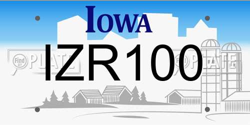 IZR100 Iowa License Plate