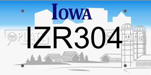 IZR304 Iowa License Plate
