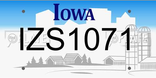 IZS1071 Iowa License Plate