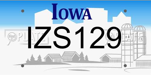 IZS129 Iowa License Plate