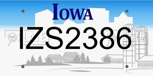 IZS2386 Iowa License Plate