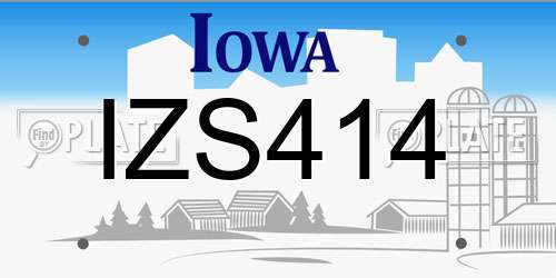 IZS414 Iowa License Plate