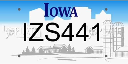 IZS441 Iowa License Plate
