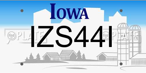 IZS44I Iowa License Plate