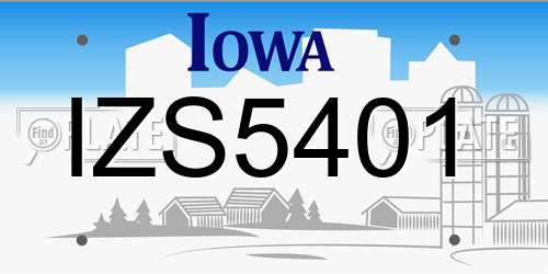 IZS5401 Iowa License Plate