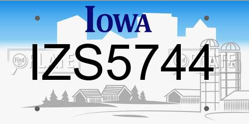 IZS5744 Iowa License Plate