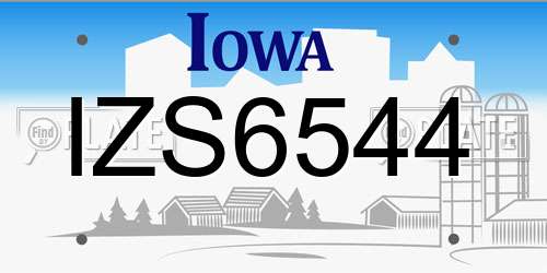 IZS6544 Iowa License Plate