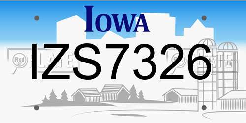 IZS7326 Iowa License Plate