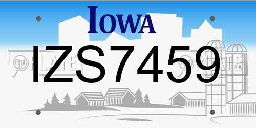 IZS7459 Iowa License Plate
