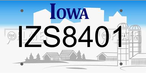 IZS8401 Iowa License Plate