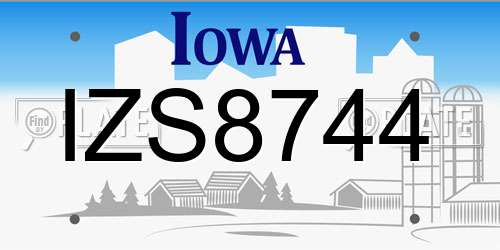 IZS8744 Iowa License Plate