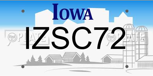 IZSC72 Iowa License Plate