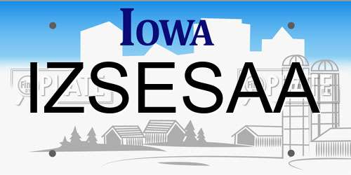IZSESAA Iowa License Plate