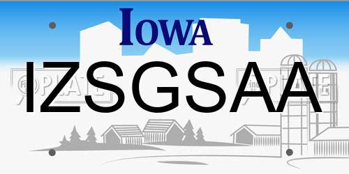 IZSGSAA Iowa License Plate