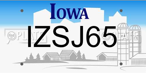 IZSJ65 Iowa License Plate