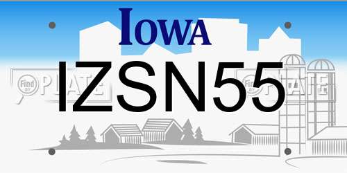 IZSN55 Iowa License Plate
