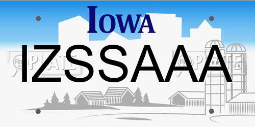 IZSSAAA Iowa License Plate