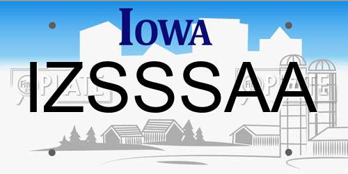 IZSSSAA Iowa License Plate