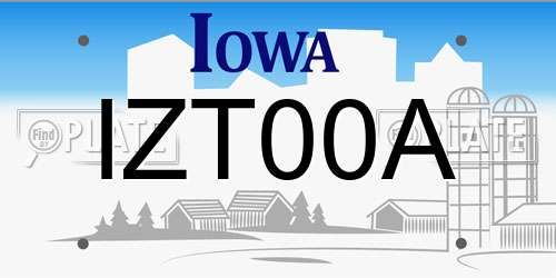IZT00A Iowa License Plate