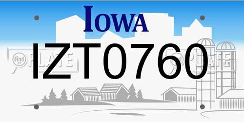 IZT0760 Iowa License Plate