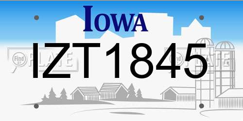 IZT1845 Iowa License Plate