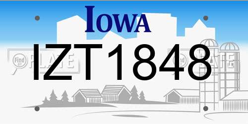 IZT1848 Iowa License Plate