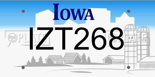 IZT268 Iowa License Plate