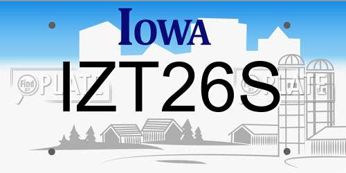 IZT26S Iowa License Plate
