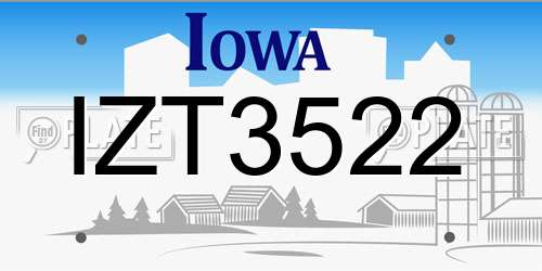 IZT3522 Iowa License Plate