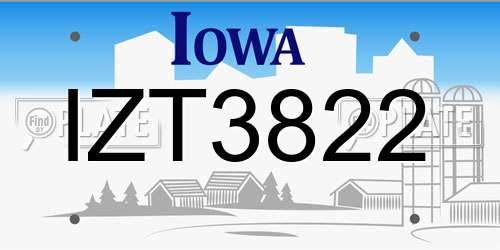 IZT3822 Iowa License Plate