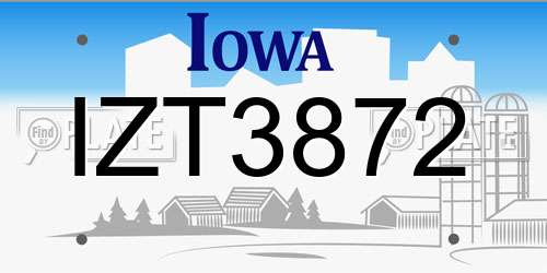IZT3872 Iowa License Plate
