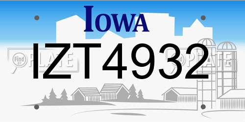 IZT4932 Iowa License Plate