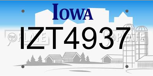 IZT4937 Iowa License Plate