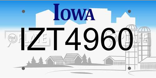 IZT4960 Iowa License Plate