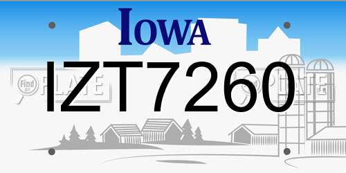 IZT7260 Iowa License Plate