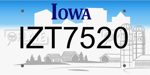 IZT7520 Iowa License Plate